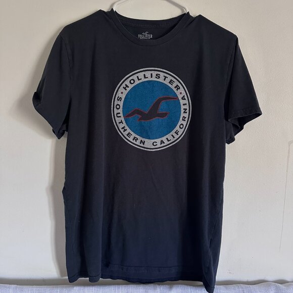 Hollister Dark Blue Chest Graphic Logo Super Soft T Shirt size large Y2K preppy - Picture 11 of 11